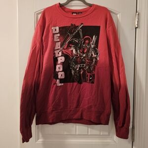 Marvel Deadool Red Ombre Graphic Pullover Sweatshirt